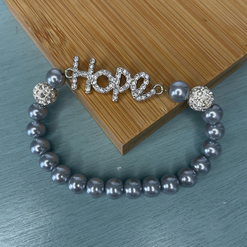 Baby Blue Beaded Bracelet with 'Hope' Charm